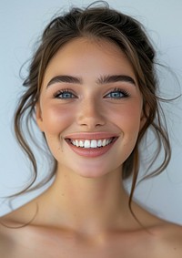 Beautiful woman smiling with white teeth portrait face photography.