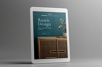 tablet with furniture website on
