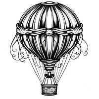 Hot air balloon drawing transportation illustrated.