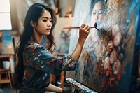 Thai woman painting female person adult.