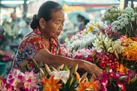Flowers market blossom female person.