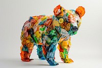 Bear made from plastic person animal human.