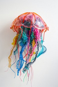 Jellyfish made from plastic jellyfish invertebrate chandelier.