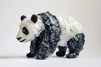 Panda made from plastic clothing wedding apparel.