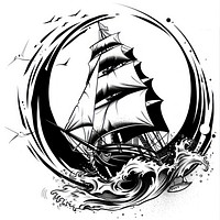 Ship drawing logo illustrated.