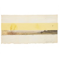 Tape stuck on the landscapes painting art white background.