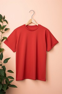 T-shirt red mockup sleeve.