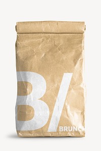 Rolled brown paper bag mockup with copy space psd
