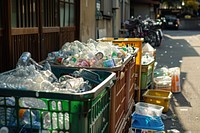 Waste sorting in Japan garbage trash box.