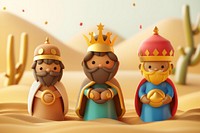 Cute three wise men background cartoon representation spirituality.