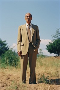 Full body portrait a mature affrican man suit accessories accessory.