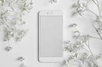White smartphone mockup electronics mobile phone cell phone.