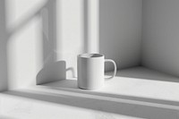 Plastic mug mockup windowsill beverage coffee.