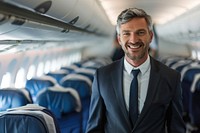 Business man smilling airplane vehicle adult.