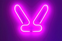 Pastel neon rabbit face light purple sign.