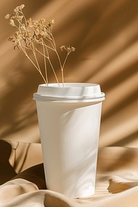 White paper cup mockup pottery plant mug.