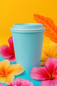 Paper cup mockup flower blossom petal.