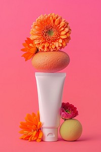 Tube cosmetic mockup flower asteraceae dessert.