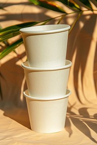White paper cup mockup cookware pot mug.