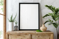Blank framed photo mockup indoors plant interior design.