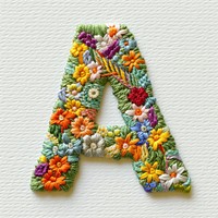 Alphabet A embroidery pattern flower.