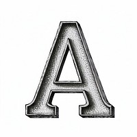 Alphabet A font text white background.