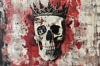 Skull with crown art painting representation.