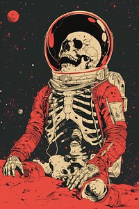 Skeleton and astronaut clothing cartoon science.