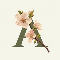 Alphabet A flower blossom branch.