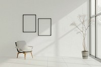 Blank picture frame mockups wall architecture furniture.