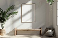 Blank picture frame mockups furniture indoors cushion.