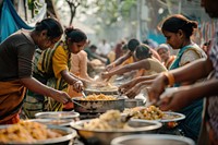 Volunteers preparing free food cooking person adult.