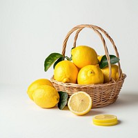 Lemons in a basket fruit plant food.