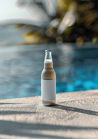 Blank beer bottle mockup beverage alcohol liquor.