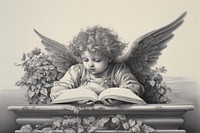 Cupid reading drawing publication photography.