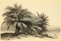 Palm tree drawing illustrated painting.