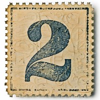 Stamp alphabet number 2 text font art.