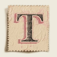 Stamp with alphabet T letter number paper.