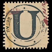 Stamp with alphabet U text font art.