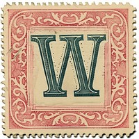 Stamp with alphabet W backgrounds font rectangle.
