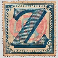 Stamp with alphabet Z backgrounds paper font.