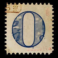 Stamp with alphabet O font text art.