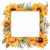 Vintage sunflower rectangle frame plant paper white background.