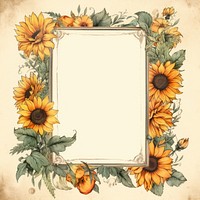 Vintage sunflower rectangle frame backgrounds plant paper.