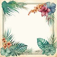 Vintage tropical square frame backgrounds pattern flower.