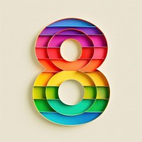 Rainbow with number 8 symbol text disk.