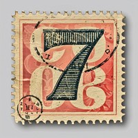 Stamp alphabet number 7 font text art.