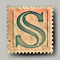 Stamp with alphabet S font text art.