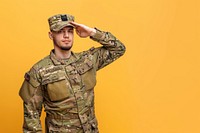 Photo of soldier doing salute pose military person human.