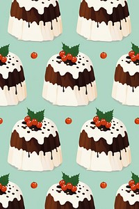 Christmas pudding pattern dessert cupcake produce.